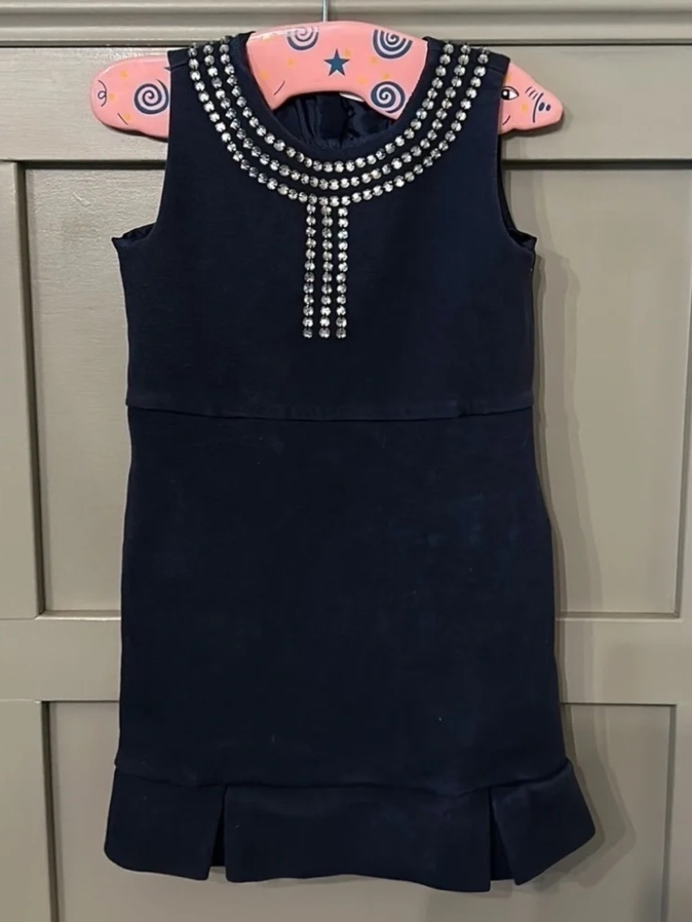 J. Crew Crewcuts Navy Ponte Knit Dress Rhinestone Jeweled Girls' Size 5